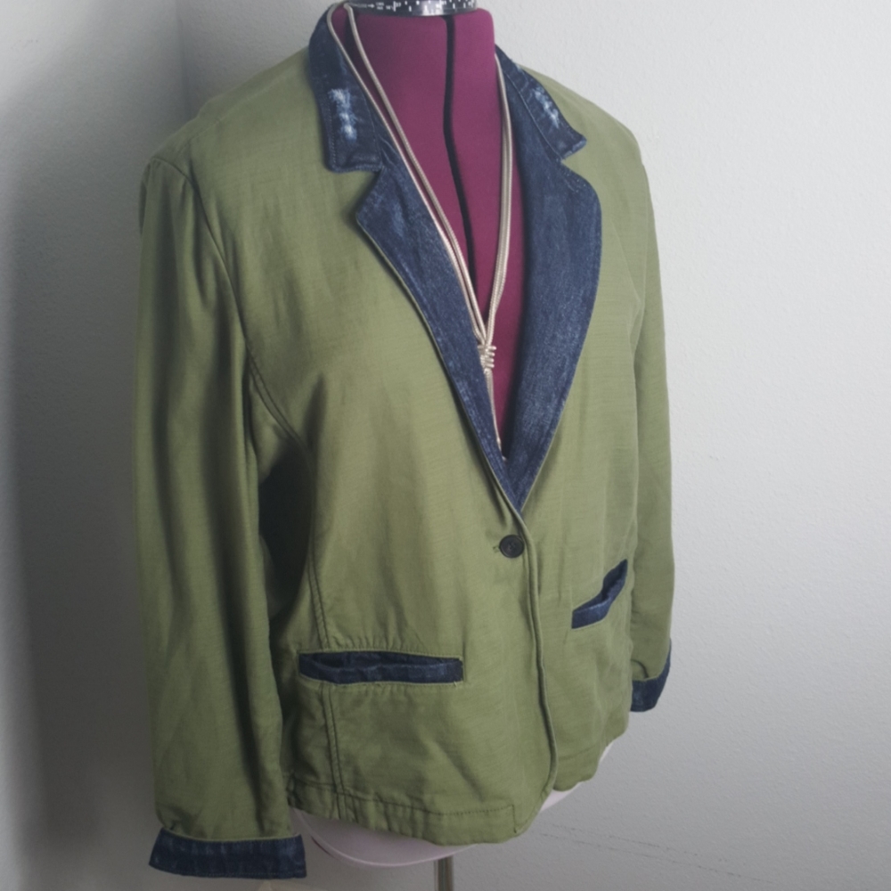 GAP green cotton/jean blazer size XXL